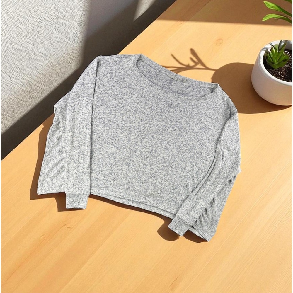 Athleta Sweatshirt Women XS Heather Gray Boxy Y2K Luxe‎ Scoop Gym Lounge Run